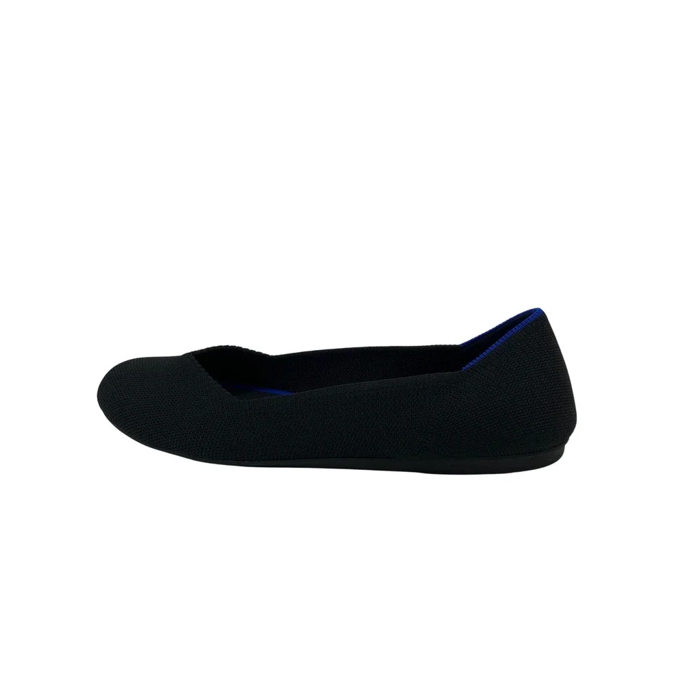 Rothy's The Flat Women 8.5 Black Excellent Round Toe Knit Washable Slip On Shoes